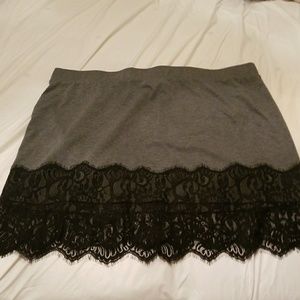 Maurices grey skirt with black lace trim!